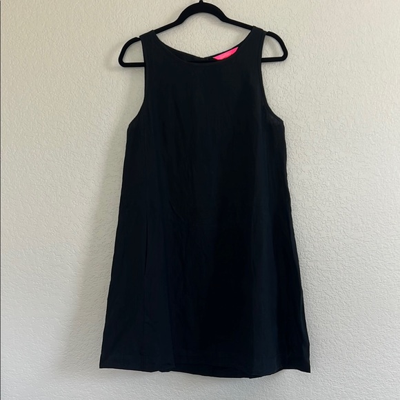 Lilly Pulitzer 100% Linen Edelyn Swing Shift Dress In Black. Size 6 - Picture 3 of 12